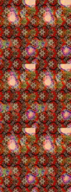 Çiçekli karalama şeklinde Raster çiçek deseni. Kahverengi ve kırmızı renklerde bahar çiçekleri. Raster illüstrasyonu.