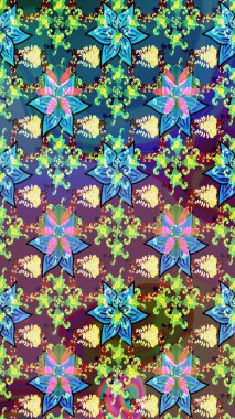 Nazik, narin çiçek arkaplanı. Mavi ve yeşil renkli çiçekler. Raster çiçek desenli ve çiçekli..