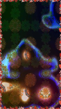 Kusursuz. Şirin çiçek elementleri. Raster illüstrasyonu. Kahverengi ve gri renkte çiçekler.