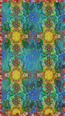 Düz Çiçek Elementleri Tasarımı. Renkli Bahar Temalı Kusursuz Arkaplan. Raster illüstrasyonunda kusursuz çiçek deseni. Süslü kumaş deseni.