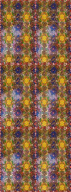 Renkli Yaz Temalı eskiz kalıbı. Raster Illustrasyon 'daki Çiçek Deseni' nin son moda çizimi. Güzel kumaş deseni. Düz Çiçek Elementleri Tasarımı.