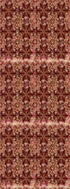 Süslü dekorasyon. Raster illüstrasyonu. Damask altın soyut çiçek kahverengi ve kırmızı renklerde pürüzsüz desen.