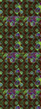 Düz Çiçek Elementleri Tasarımı. Yeşil ve kahverengi renkli çiçekler. Raster illüstrasyonu. Renkli Bahar Teması eskiz kalıbı. Çiçekli çiçek deseni, suluboya..