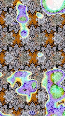 Renkli Bahar Teması eskiz kalıbı. Süslü kumaş deseni. Düz Çiçek Elementleri Tasarımı. Raster illüstrasyonunda çiçek deseni çizimi.