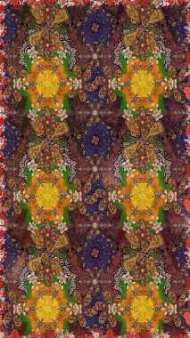 Nazik, narin çiçek arkaplanı. Çiçekli karalama şeklinde Raster çiçek deseni. Kahverengi ve mor renkte çiçekler.