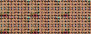 Çok renkli ve kahverengi zarif küçük çiçekler ve bej ve kahverengi renkli komik böcekler, raster desen, illüstrasyon.