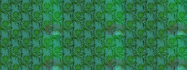 Eski usul. Renkli desenli eskiz deseni, yeşil ve mavi çiçekler ve dekoratif elementler. Kumaş, tekstil, duvar kağıdı baskısı için. Raster illüstrasyonu. Taslak arkaplan.