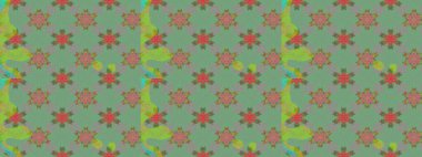 Küçük çiçekteki sevimli çiçek deseni. Raster illüstrasyonu. Yeşil ve gri renkte çiçekler.