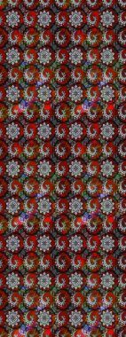 Gri ve kırmızı renkte etnik çiçekli zarif eskiz deseni. Raster Çiçek İllüstrasyonu güzel tekstil..