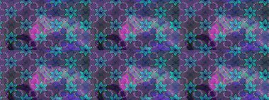 Düz Çiçek Elementleri Tasarımı. Renkli Bahar Teması eskiz kalıbı. Mor ve mavi renkte çiçekler. Sevimli çiçek raster deseni.