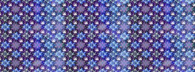 Raster suluboya çiçek deseni, narin çiçekler, mavi ve mor çiçekler, tebrik kartı şablonu. Güzel kumaş deseni.