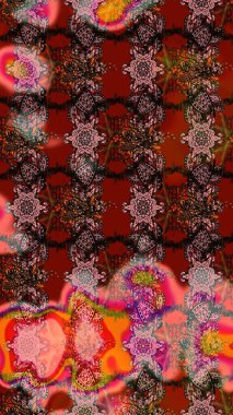 Raster illüstrasyonu. Asyalı tekstil renkleri. Suluboya çiçekli çiçek deseni.