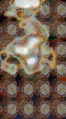 Klasik çiçek tasarımı elementleri. Gri ve kahverengi kıvırcık çiçekler gri ve kahverengi renklerde şekillenir. Raster illüstrasyonu.