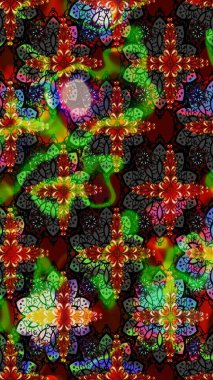 El çizimi. Çiçekli, yapraklı, çiçek desenli eskiz. Raster illüstrasyonu.