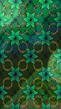 Renkli Bahar Teması eskiz kalıbı. Düz Çiçek Elementleri Tasarımı. Raster illüstrasyonundaki çiçek desenli çizim. Yeşil ve gri renkte çiçekler.