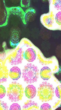 Kumaş desenli papatya çiçeği detayı. Yeşil renkte çiçekler.