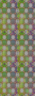 Renkli Bahar Temalı Kusursuz Arkaplan. Yeşil ve gri renkli çiçekler. Düz Çiçek Elementleri Tasarımı. Raster illüstrasyonunda kusursuz çiçek deseni.