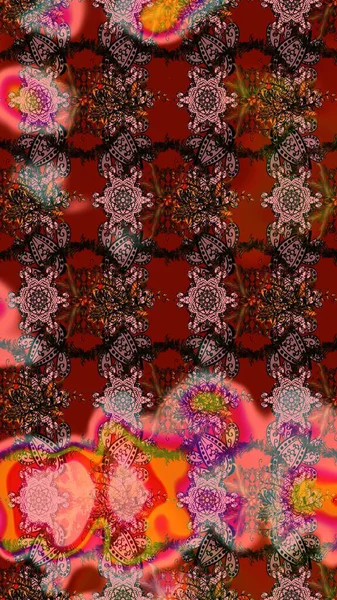 Raster illüstrasyonu. Asyalı tekstil renkleri. Suluboya çiçekli çiçek deseni.