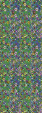 Raster illüstrasyonu. Raster deseni. Yumuşak, yeşil renkli bahar çiçekleri. Patlayan çiçekler soyut yerleştirilmiş.