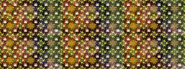 El çizimi. Suluboya çizimi. Kahverengi ve yeşil renkli çiçekler. Çiçekli çizim deseni.