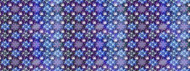 Raster suluboya çiçek deseni, narin çiçekler, mavi ve mor çiçekler, tebrik kartı şablonu. Güzel kumaş deseni.