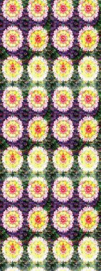 Şirin çiçek elementleri. Raster illüstrasyonu. Robot resim. Tarafsız ve sarı renkte çiçekler.