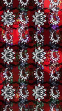 Düz Çiçek Elementleri Tasarımı. Güzel kumaş deseni. Renkli Bahar Teması eskiz kalıbı. Raster illüstrasyonunda çiçek deseni çizimi.