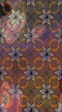 Çiçek desenli eskiz, darbeler, sıçramalar, yaz çiçekleri. Kahverengi ve gri renkli çiçekler. Raster illüstrasyonu.