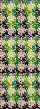 Soyut etnik raster çizim kalıbı. Vadinin yeşil renkli çiçekleri. Çiçekler..