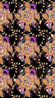 Çiçek deseni. Renkli Bahar Teması eskiz kalıbı. Düz Çiçek Elementleri Tasarımı. Raster çizimi. Güzel kumaş deseni..