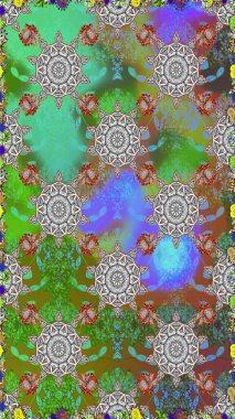 Raster çiçekli arka plan. Güzel kumaş deseni. Renkli Yaz Temalı Kusursuz Arkaplan. Yazdır. Güzel, pürüzsüz bir desen. Düz Çiçek Elementleri Tasarımı.