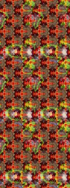 Düz Çiçek Elementleri Tasarımı. Kırmızı ve bej renkli çiçekler. Renkli Yaz Temalı eskiz kalıbı. Raster illüstrasyonunda çiçek deseni çizimi.