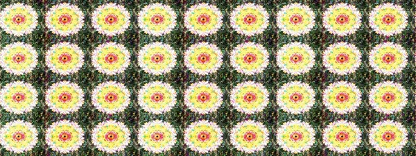 Yeşil ve sarı çiçekli bahar çiçekleri. Motley illüstrasyonu. Küçük çiçekte güzel bir desen. Küçük renkli çiçekler. Moda baskıları için zarif bir şablon.