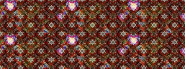 3D çiçekler, eskiz. Raster illüstrasyonu. Kahverengi ve kırmızı renklerde.