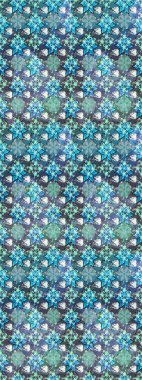 Raster - stok. Eskiz arkaplan modeli. Yapraklı çiçekler ve mavi ve nötr renklerde papatya çiçekleri..