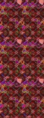 Kahverengi ve kırmızı renkler üzerine çiçek desenli eskiz, el yapımı papatyalar, papatyalar. Tekrarlayan çiçek arkaplanı, zarif kahverengi ve kırmızı çiçek duvar kağıdı.