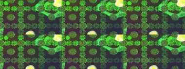 Yeşil ve kahverengi renkli çiçekler. Çiçekli karalama şeklinde Raster çiçek deseni. Yumuşak, yaz çiçekli arka plan.