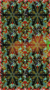 Barok tarzında altın çiçekli süs. Damask arkaplanı. Kahverengi ve gri renklerde altın bir element. Altın çiçekli, pürüzsüz desen.