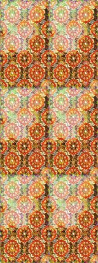 Barok tarzında kusursuz bir doğulu süsü. Turuncu ve bej renklerde altın elementlerle geleneksel altın sarısı desen.