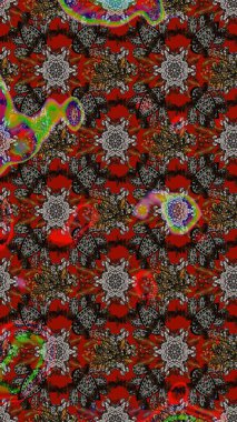 Raster illüstrasyonundaki çiçek desenli çizim. Gri ve kahverengi renkte çiçekler.