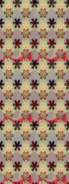 Raster - stok. Yapraklı çiçekler ve doğal ve gri renklerde papatya çiçekleri. Taslak arkaplan deseni.