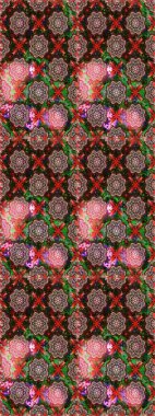 Kahverengi ve gri renkte güzel çiçekler, suluboya desenli, duvar kağıdı, kart ya da kumaş için fayanslı desenler. Raster..