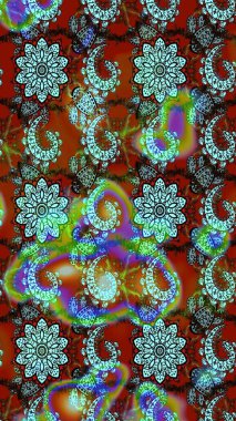 Mavi ve kahverengi renkte çiçekler. El çizimi çiçekli soyut çizim kalıbı. Raster illüstrasyonu.