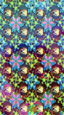 Tekstil, kumaş, kapaklar, duvar kağıtları, baskı, naylon, koleksiyon defteri, örgü, dekupaj için güzel bir eskiz. Küçük mavi ve kahverengiyle oldukça kaliteli besin torbası deseni, çiçekler. Millefleurlar.