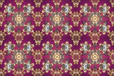 Noel 2019, kar tanesi, yeni yıl. Altın elemanları ile bir renk üzerinde Vintage seamless modeli.