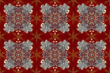 Altın kar taneleri basit, pürüzsüz desen. Kış sembolü, Mutlu Noeller, Mutlu yıllar 2019. Kırmızı, kahverengi ve gri renklerde Raster altın deseni. Soyut duvar kağıdı, ambalaj dekorasyonu.