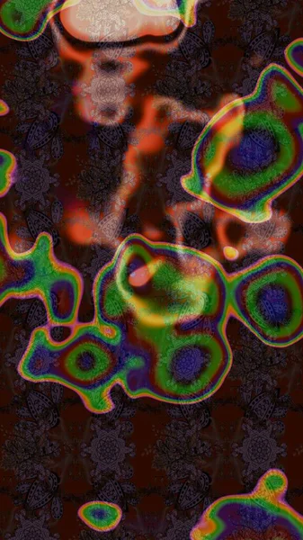 Raster illüstrasyonu. Raster deseni. Kahverengi ve yeşil renklerde bahar çiçekleri. Patlayan çiçekler soyut yerleştirilmiş.