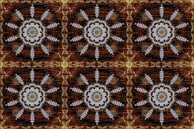 Raster altın desen. Raster illüstrasyonu. Kusursuz altın desenli bukleler. Altın elementli nötr ve gri renkler. Doğu tarzı arabesk.