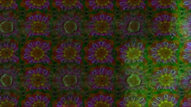 Renkli unsurlarla hareketli arka plan görüntüleri. Çiçekler. Eski model. Bayrak tarzı. Video kaydı. Şablon. Döngü. Kusursuz.. 