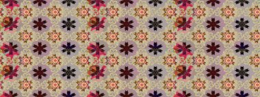 Bej ve nötr renklerde. Çiçekli güzel suluboya desen. Raster illüstrasyonu.